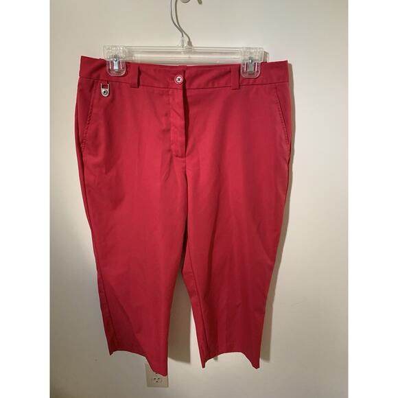Liz Claiborne Pants - Liz Claiborne Crop Capri Pants Womens Size 8 Hot Pink Golf Mid Rise Pockets Poly